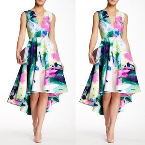 Issue New York Watercolor High Low Scuba Gown